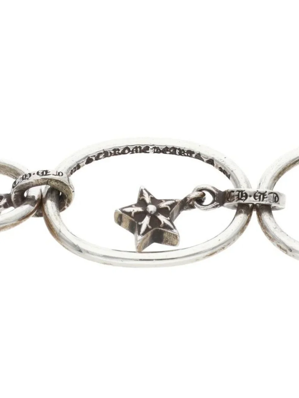 Chrome Hearts Paper Oval Star Drop Silver Earrings